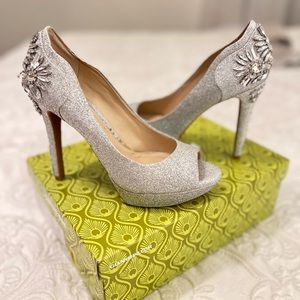 Women Gianni Bini Merri silver Rhinestone heels